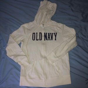 White old navy hoodie made in Cambodia